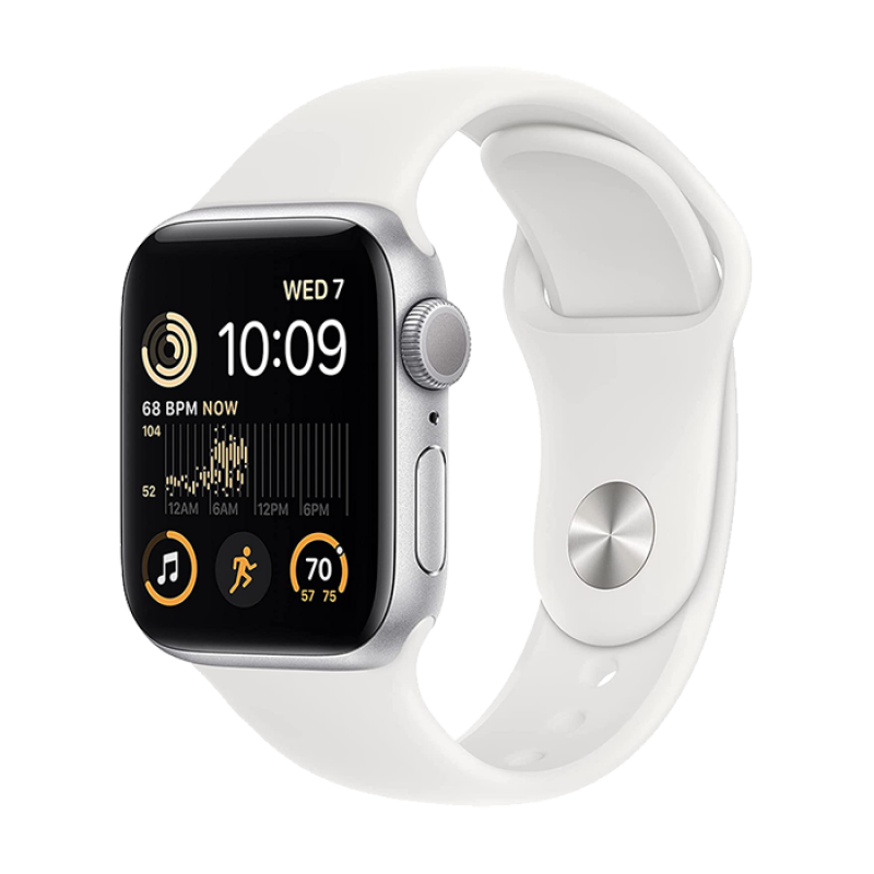 Apple Watch SE 2022 2nd Generation (GPS, 44mm) - Silver Aluminium Case with S/M White Sport Band Apple Watch SE 2022 2nd Generation (GPS, 44mm) - Silver Aluminium Case with S/M White Sport Band