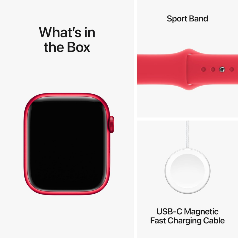 Apple Watch Series 9 (GPS, 41mm) - Red Aluminium Case with S/M Red Sport Band