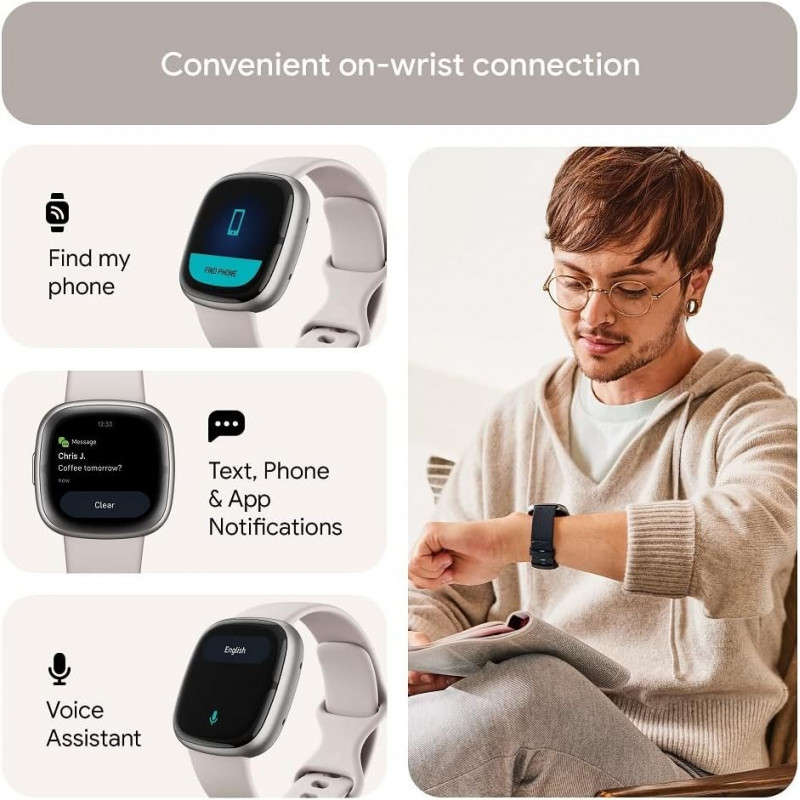 Fitbit Sense 2 Health and Fitness Smartwatch - White/Platinum