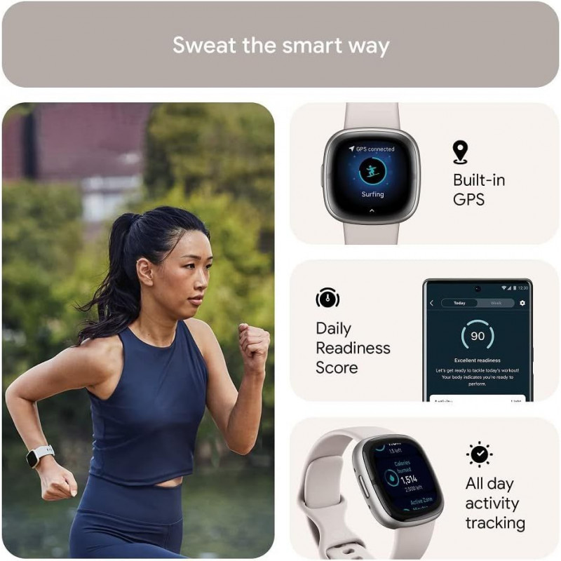 Fitbit Sense 2 Health and Fitness Smartwatch - White/Platinum