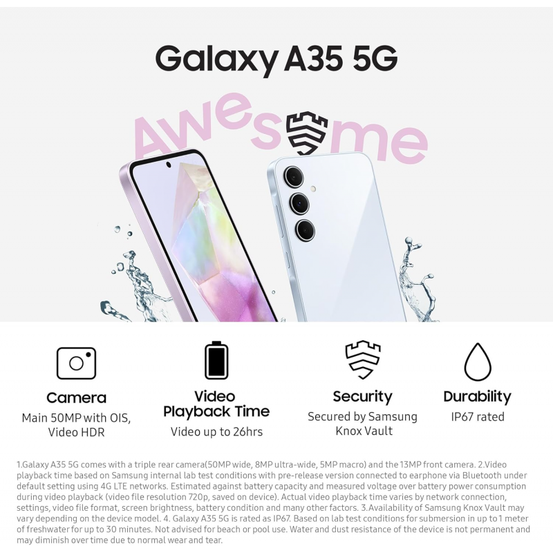 Samsung Galaxy A35 5G Smartphone (Dual-SIMs, 8+256GB) - Awesome Lemon