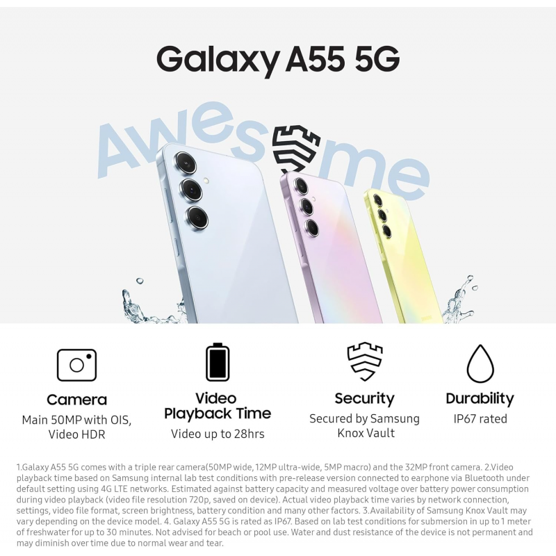 Samsung Galaxy A55 5G Smartphone (Dual-SIMs, 8+256GB) - Awesome Lemon