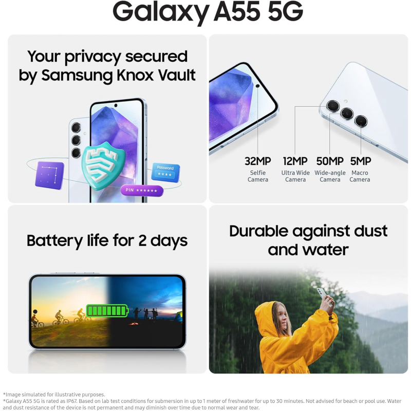 Samsung Galaxy A55 5G Smartphone (Dual-SIMs, 8+256GB) - Awesome Lemon