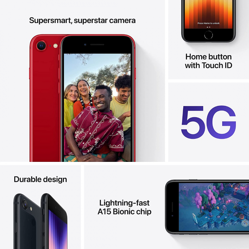 Renewed - Apple iPhone SE 2022 3rd Generation (128GB) - Midnight Renewed - Apple iPhone SE 2022 3rd Generation (128GB) - Midnight